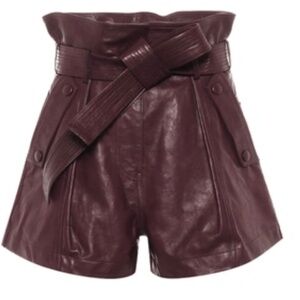 Ulla Johnson Gorgeous Othello Tie-waist Leather Shorts In Purple
